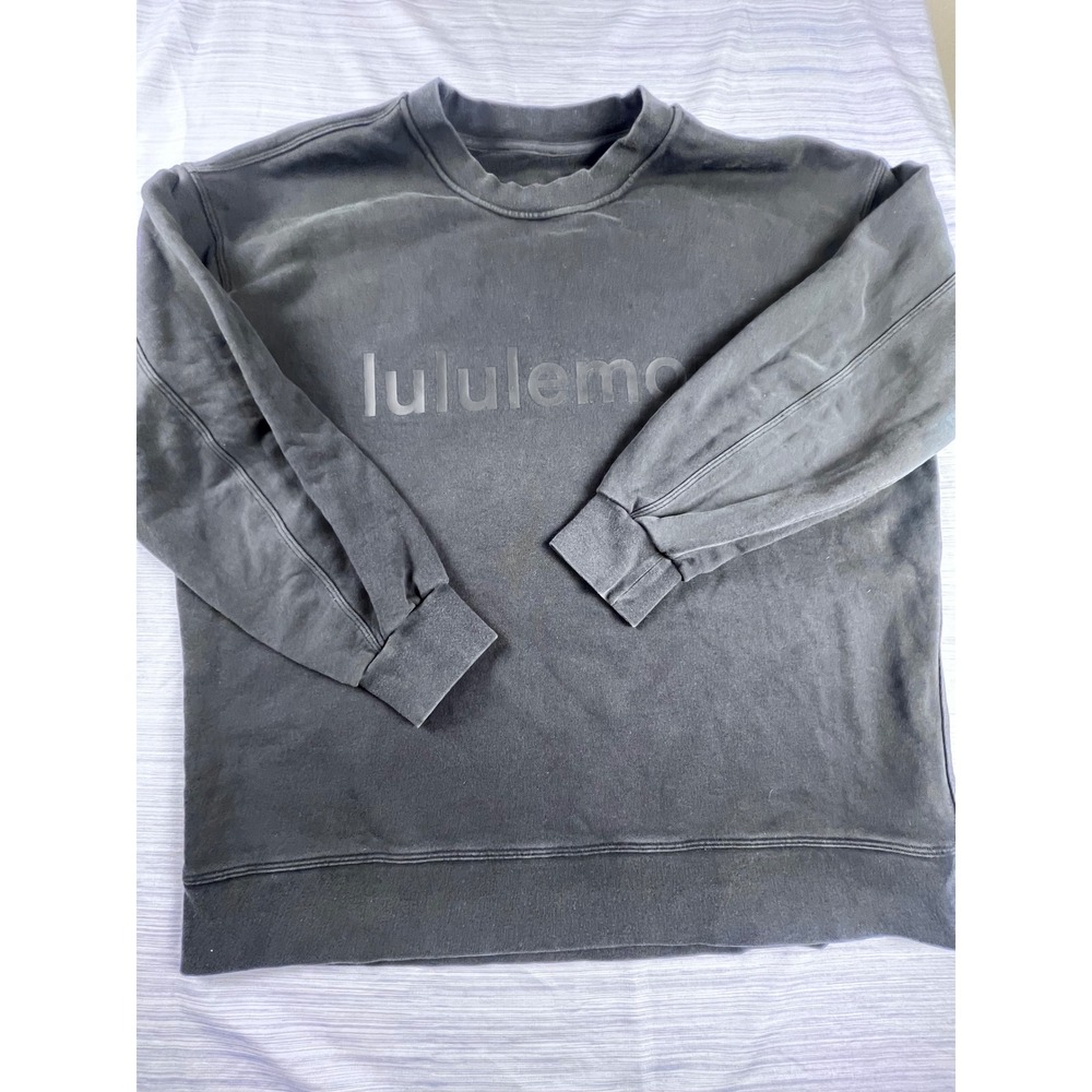 Lululemon Perfectly Oversized Crew Sweatshirt Washed Black Tonal Logo